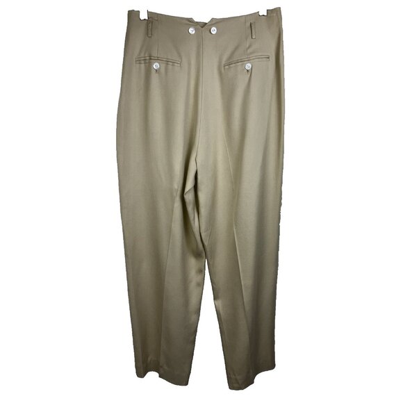 J. Peterman high Waist glamour pants silk Twill Beige Suspender Buttons 30s Syle - Picture 3 of 4